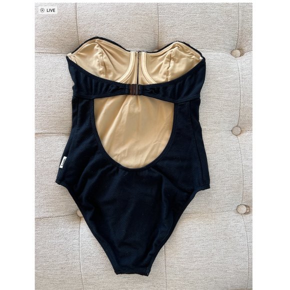 LOVER THE LABEL Black Crochet Strapless Underwire One-Pc, Size M - Picture 2 of 7